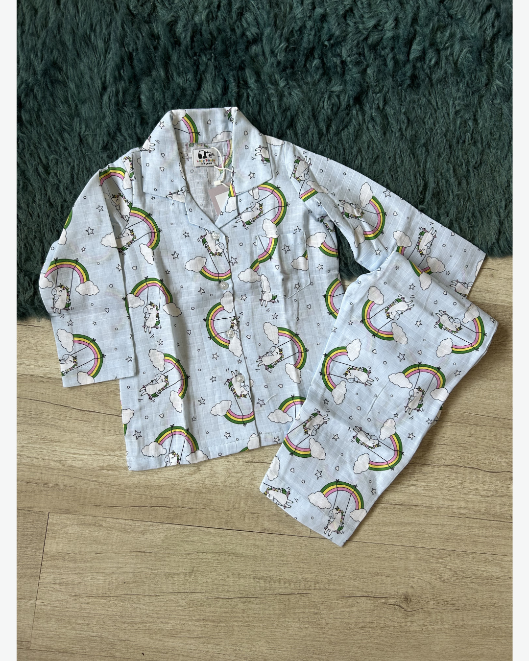 Kids Unicorn Rainbow Cotton Nightsuit