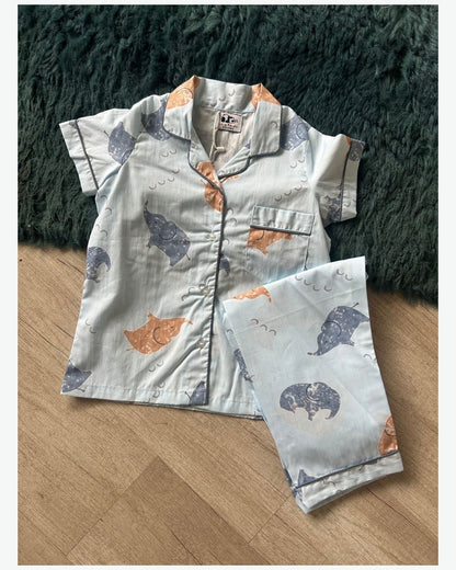 Elephant baby blue unisex nightsuit